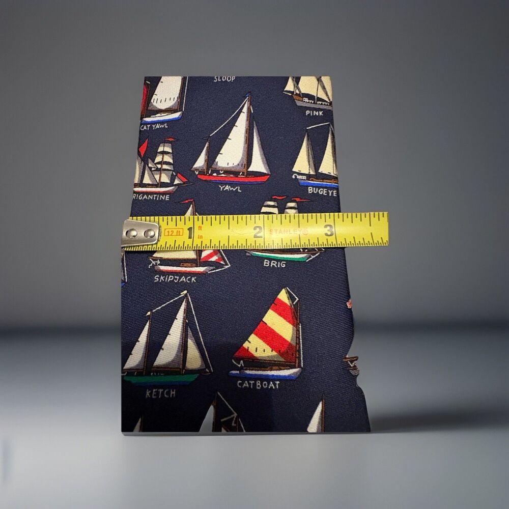 NWT Alynn Tie Silk Name That Boat Navy Nautical Sea Boat Designer  Summer Holch - Picture 8 of 12